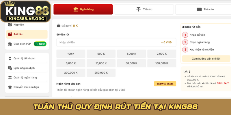Tuân thủ quy định rút tiền tại KING88 Tuân thủ quy định rút tiền tại KING88
